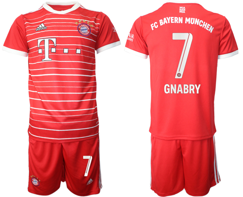 Men 2022-2023 Club Bayern Munich home Red 7 Adidas Soccer Jersey